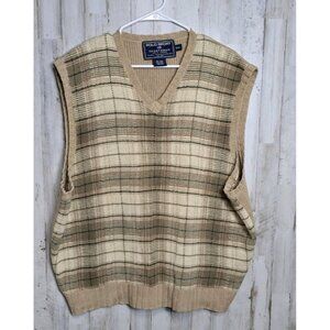 VTG Polo Ralph Lauren Sportsman XXL Vest Silk Linen Preppy Tennis Prep Golf